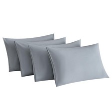 Light Grey Pillow Cases Set of 4 Queen Size - Gray Pillow Cases Super Soft, Smoo