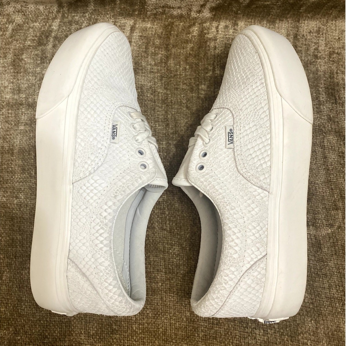 Vans Era Platform White Leather Python Print Snea… - image 8