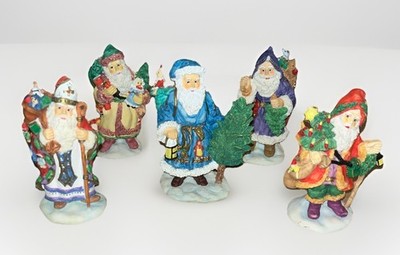 5 Vintage Bronson Collectibles Old World Santas Yuleman From
