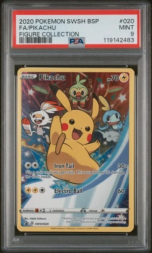 2020 POKEMON SWSH BLACK STAR PROMO FIGURE COLLECTION #020 FULL ART/PIKACHU PSA 9