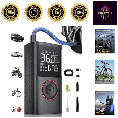 Rechargeable Portable Air Compressor - Fast Inflation for Tires & Sports Balls