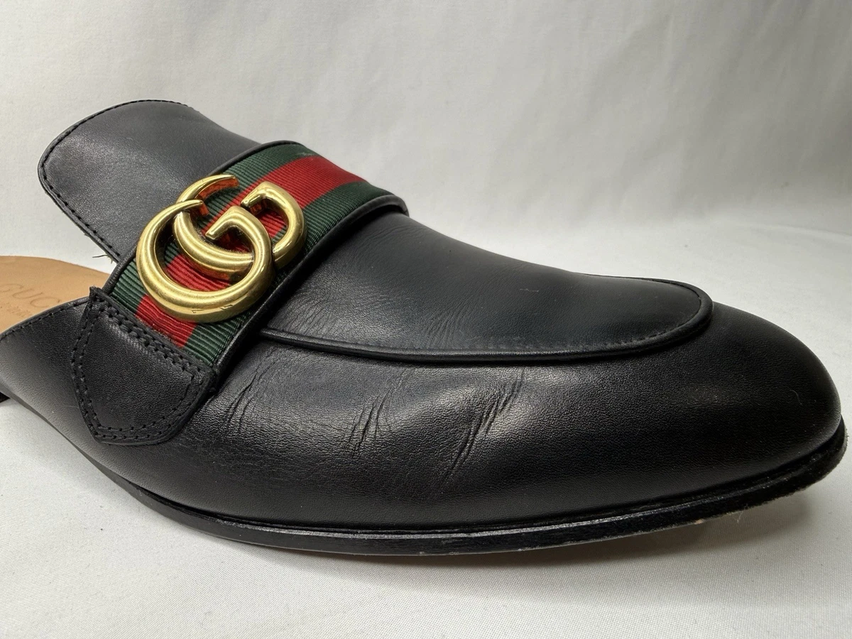 Gucci Men’s mule slip-on loafers. Gucci size 10 Gucci Princetown GG Canvas Bit Loafer Mules | Neiman Marcus main image 2