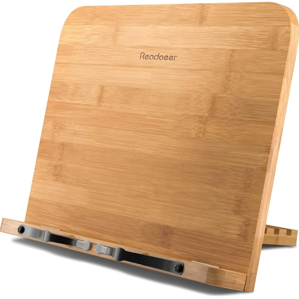 Bambus Leseständer Faltbar Tragbar Einstellbar Natur Holz Braun M für Lesen D...
