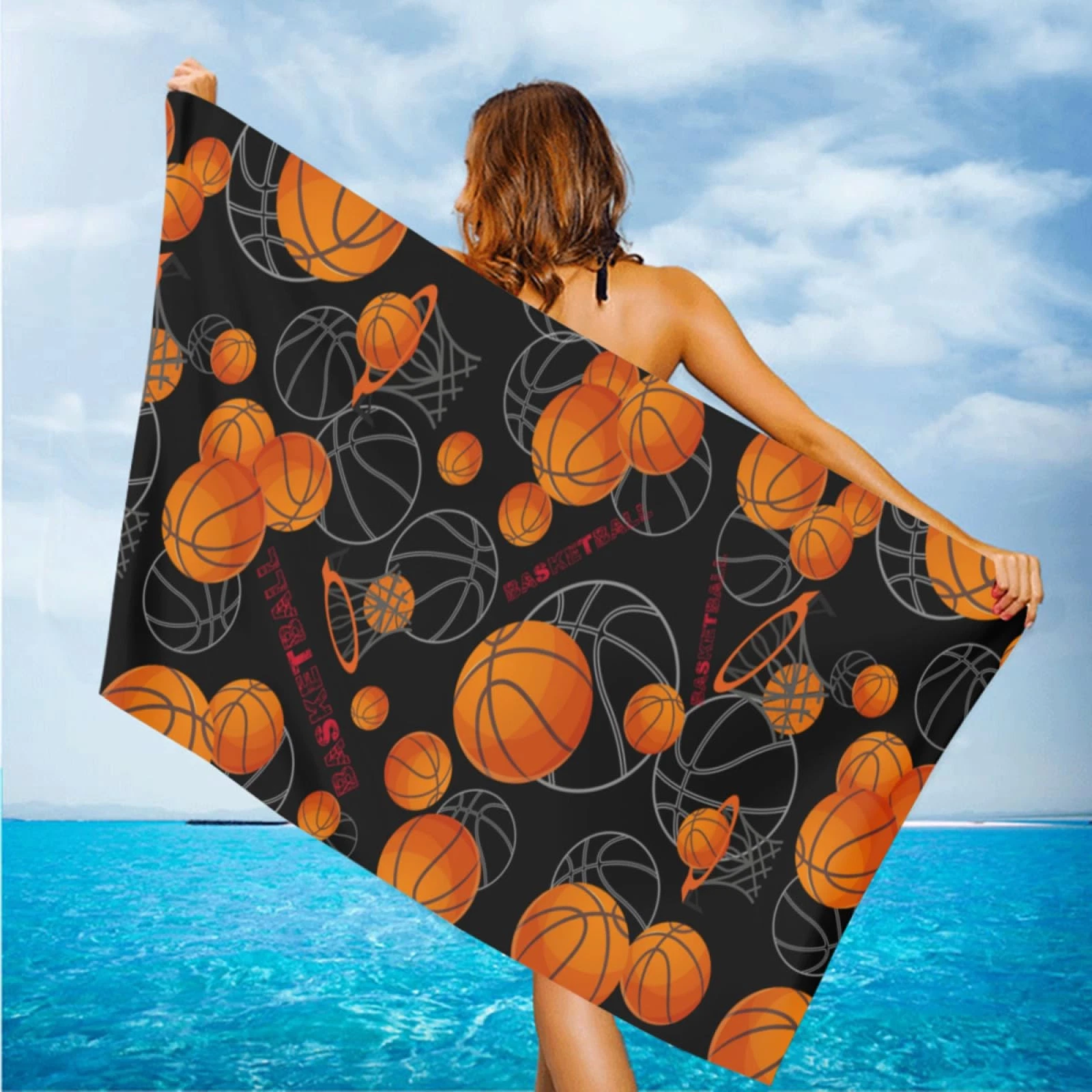 Basketball Beach Towel Oversized Microfiber Quick Dry Bath Towels Gift Thick ...