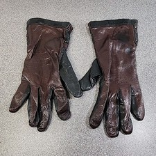 Vintage Genuine Leather Black And Brown /Cashmere Lining Gloves Size 8