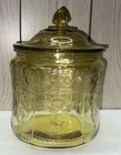 Vintage Federal Glass Amber Cookie Jar Patrician Spoke Depression