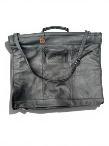 Pelle Studio Leather Garment Bag Four Seasons Black Travel Suit Carrier EUC