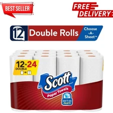 Scott Choose-A-Sheet Paper Towels, White, 12 Double Rolls