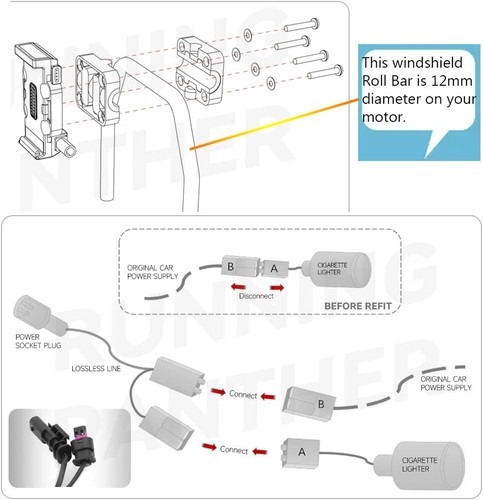 For BMW R1200GS R1250GS ADV Navigation Wireless Charging Roll Bar Base Support - Picture 13 of 14