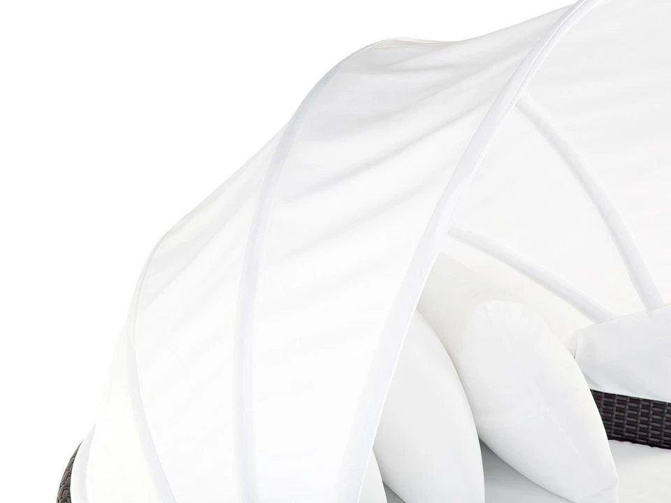 Großer Rattan Strandkorb Strandmuschel gepolsterte Sonneninsel Gartenliege weich - Bild 3 von 4