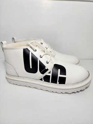 UGG NEUMEL CHOPD MEN BOOTS PEBBLED WHITE LEATHER US 12 EU45  display picture 1