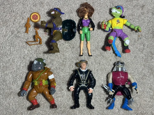 Vintage TMNT 1989-92 Lot of 6 Figures – Don, April, Mondo Gecko + Shredder