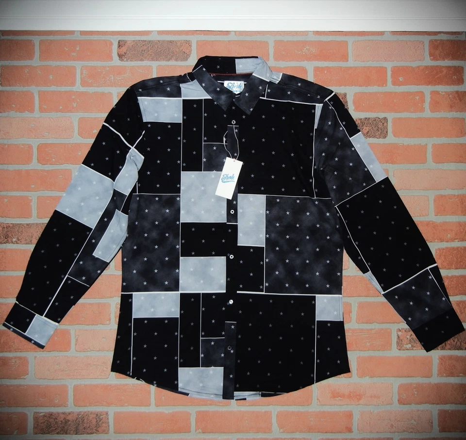 Camisa de Vestir FRESCA Gris Estampado CAJA Abotonada $OLD OUT SEXY Gris TALLA XL Limpia Foto 2 de 4