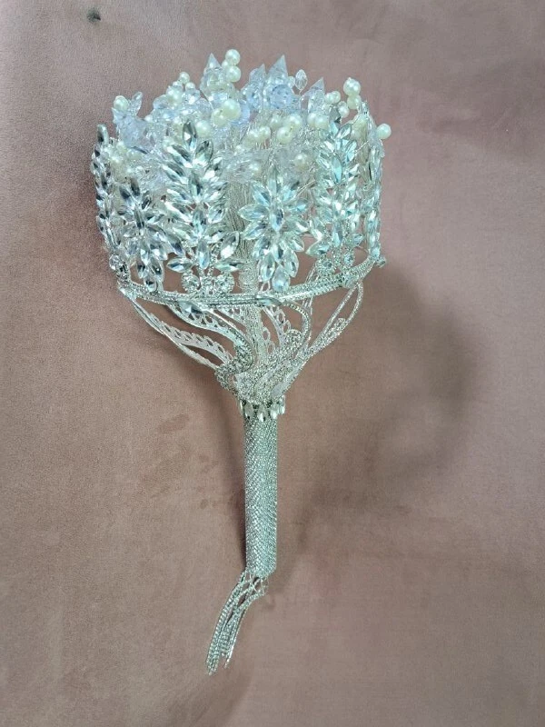 ramos de mano soporte pedrería nupcial cristales para novia Foto 3 de 3