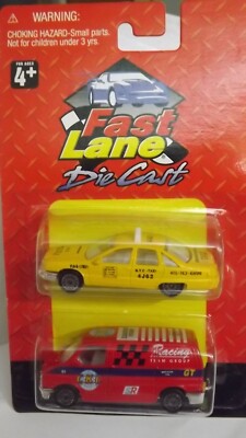 Fast Lane Diecast 2 Pack N.Y.C. Taxi & Racing Team Group Van