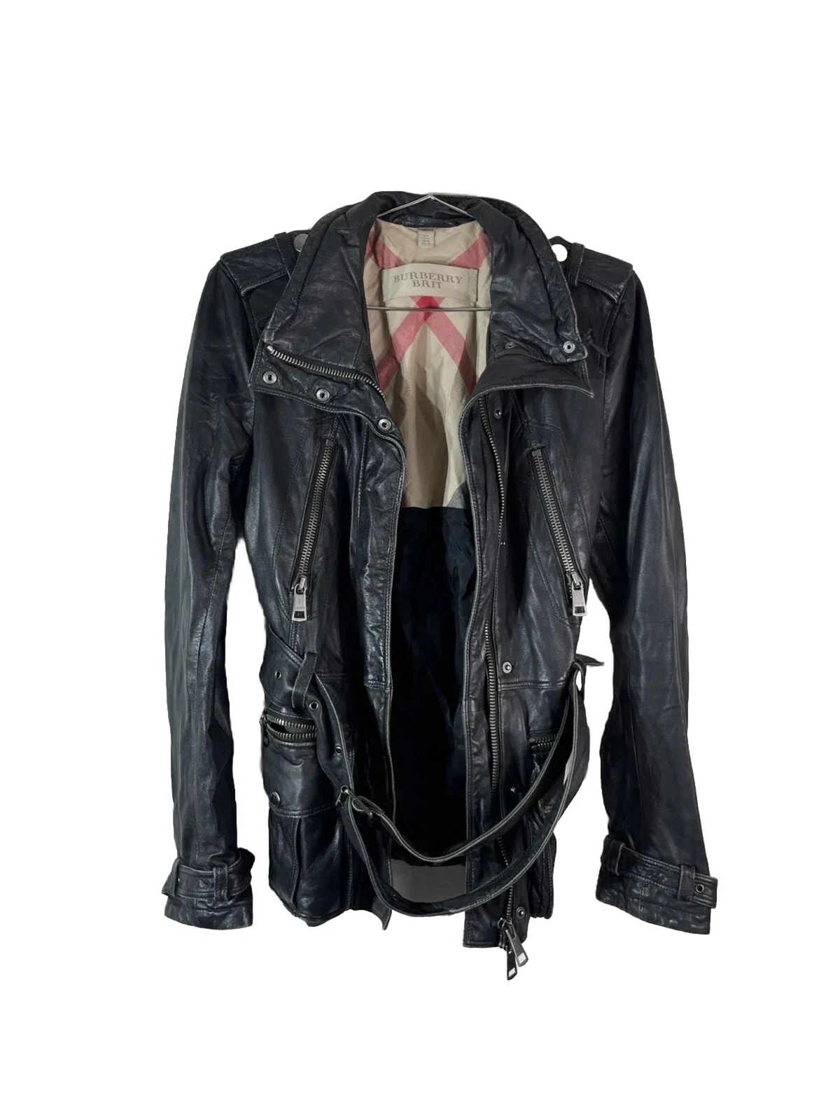 BURBERRY BRIT Iconic Leather Motto Jacket
