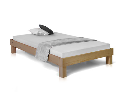 Singlebett Massivholzbett Futonbett ohne Kopfteil PUMBA 90x200 cm Fichte gebeizt