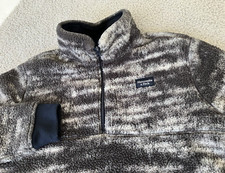 ABERCROMBIE KIDS Faux Fur Jacket Unisex Kids 15/16 Gray Stripes 1/4 Quarter Zip