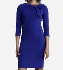 CALVIN KLEIN FRONT TWISTED TIE SHEATH DRESS, 3/4 SLEEVE, ROYAL BLUE, SIZE 2 NWT