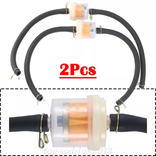 2x Filtro in linea benzina carburante e tubo flessibile linea e clip per mini moto quad ATV bici - Foto 2 di 13