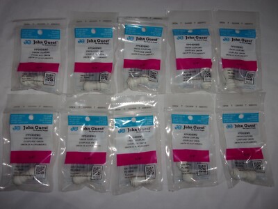 10 Pack  John Guest PP0408WD Push Fit Union Coupling 1/4'' New