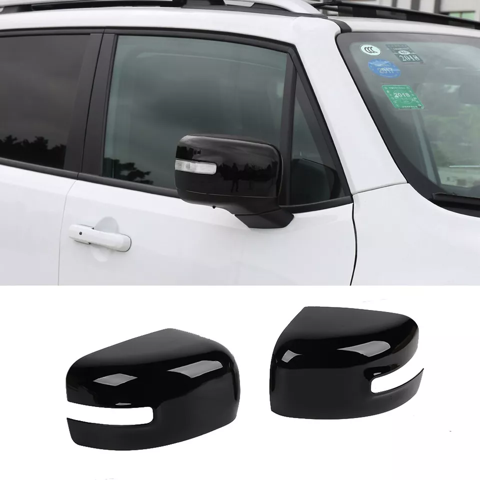For Jeep Renegade 2016+ Black Sides Rear view Door Mirror Cap Shell Trim Covers Foto 3 de 4