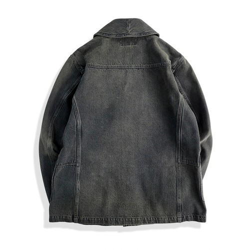 Men's Denim Jacket Work Suit Coat Vintage Casual Coat Shawl Collar Jacket Top - Picture 6 of 13
