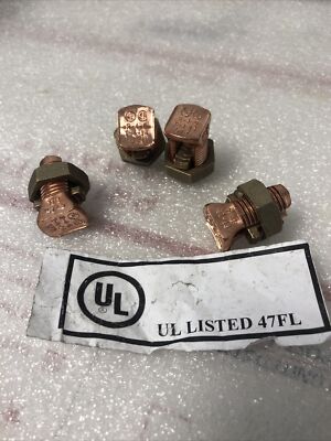 Lot of (4) NSI N-4 Copper Split Bolt Wire Connector R-4-6, T-4-14 STR