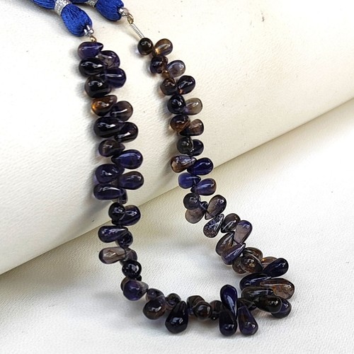 Natural Iolite Gemstone 7x5 to 9x6 mm Size Smooth Teardrop Shape Beads 8" Strand - Picture 9 of 10