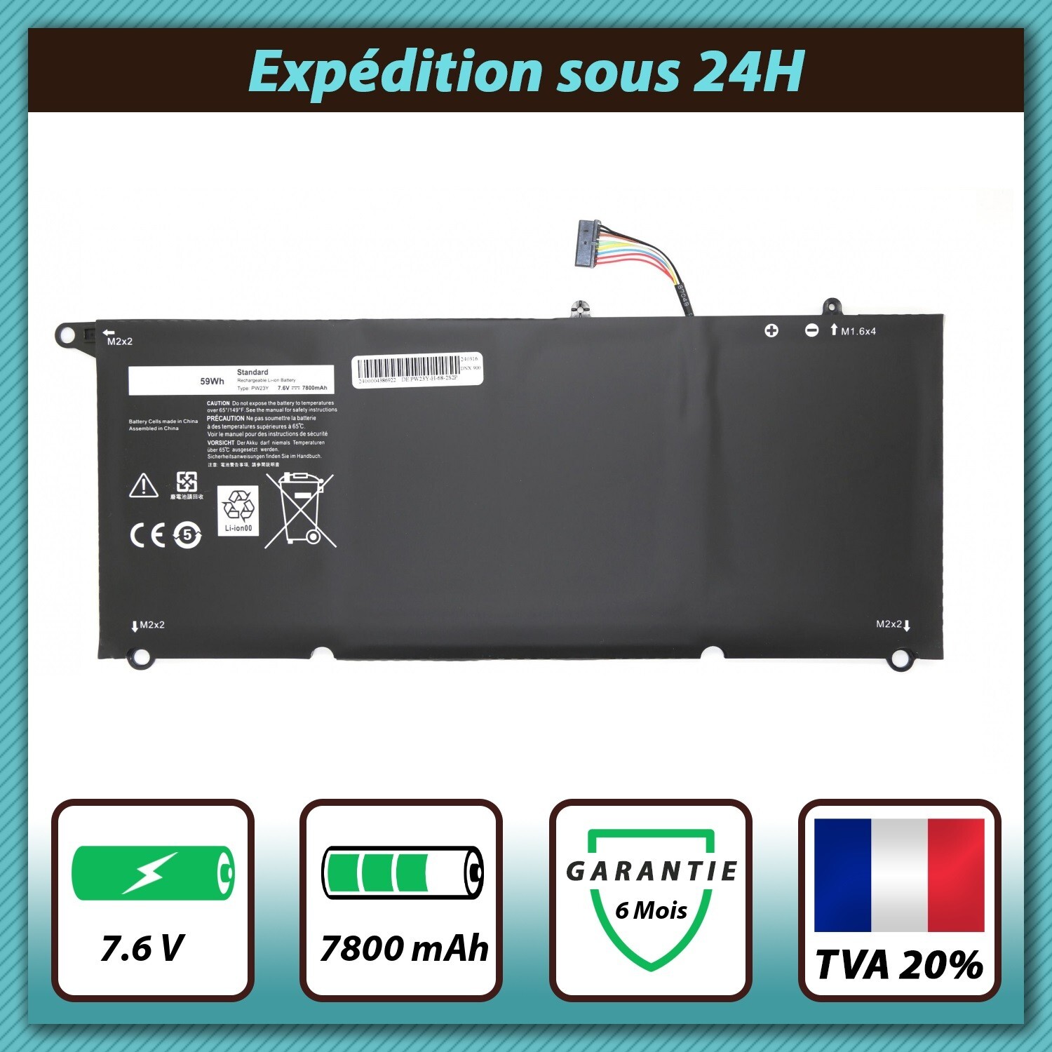 Batterie Dell XPS 13 9360 résout les coupures de votre PC portable PW23Y