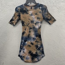 Windsor T-Shirt Dress Women’s XS Brown Tie Dye Short Sleeve Crewneck Stretch
