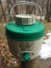 VINTAGE Made in the USA Poloron Green & White Cooler / Jug Mid-Century