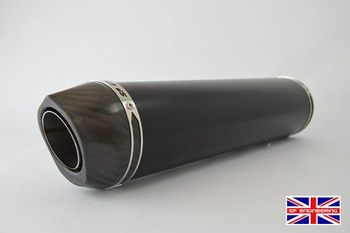 SP Slip On Exhaust Diabolus Satin Black Round XL Carbon Outlet Exhaust 60mm - Picture 7 of 7