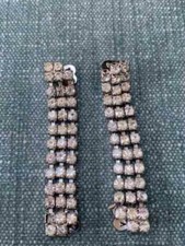 VTG 1950'S WHITE RHINESTONE SHOE/DRESS CLIPS - COSTUME JEWELRY