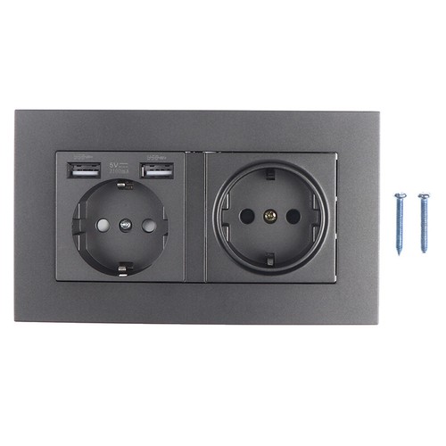 Wall mounted panel 16A power socket EU standard multi plug with 2 USB po YK - Picture 14 of 15