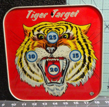 Ohio Art tiger target metal game bulls eye the worlds best toys Bryan OH 9X9"