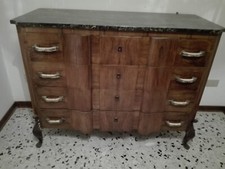 cassettiera antica con marmo sopra 4 cassetti