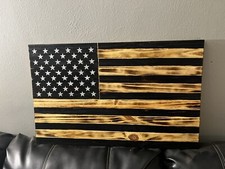 Rustic Engraved Wooden American Flag