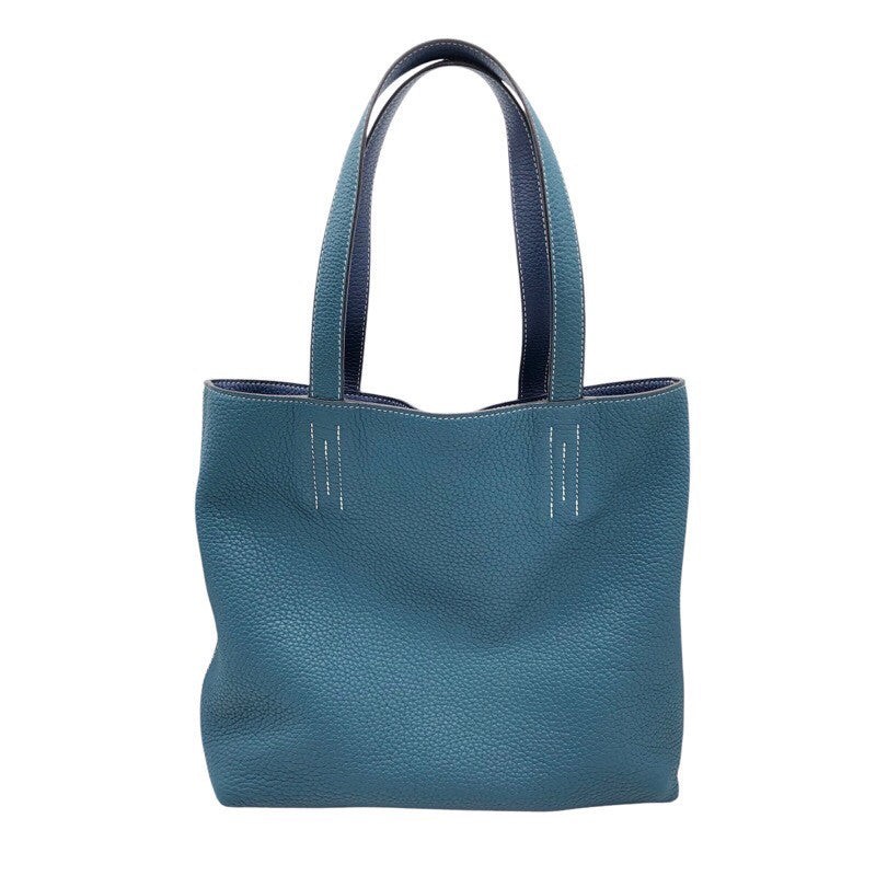 HERMES Double Sens 28 Tote Bag in Vert Bosphore Deep Blue Taurillon Leather Unisex #Ok1158