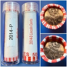 2014-pd Lincoln Shield Cent Penny Rolls In Sealed Protective Tube. Obw Bu Rolls