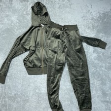 Felina Women's S Velour Hoodie Jogger Set Green H0546