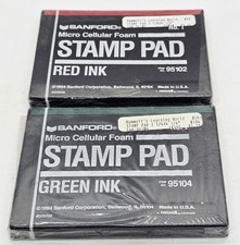 2 Sanford Micro Cellular Foam Stamp Pad Red Green Ink Sealed No. 1 95102 95104