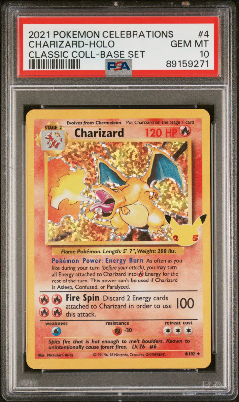 Pokemon Charizard Celebrations Classic Coll.-Base Set Holo #4 PSA 10 Gem Mint