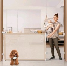 76" Retractable Baby Gates Extra Wide, Mesh Long Dog Gate for Wide Openings