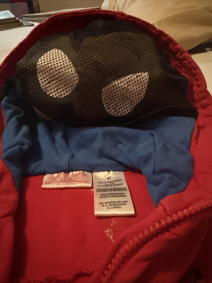 De Colección Marvel Spiderman Niños Sudadera con Capucha 4T Patchwork Cremallera Completa Disfraz Con Máscara de Malla Foto 2 de 4