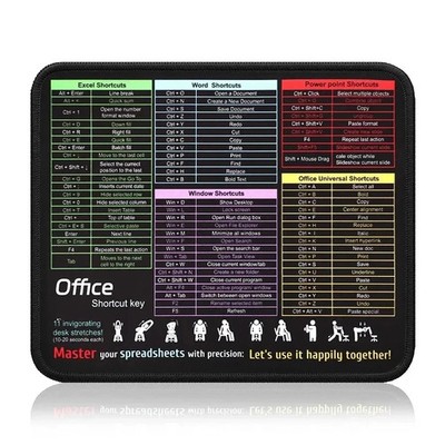 Office Shortcut Mouse Pad 11.8 ×9.8    Excel / Word / PPT Hotkeys Desk Mat