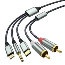Lightning to RCA Cable Audio Aux Adapter 10.3M ,RCA 10.3 meters, Grey