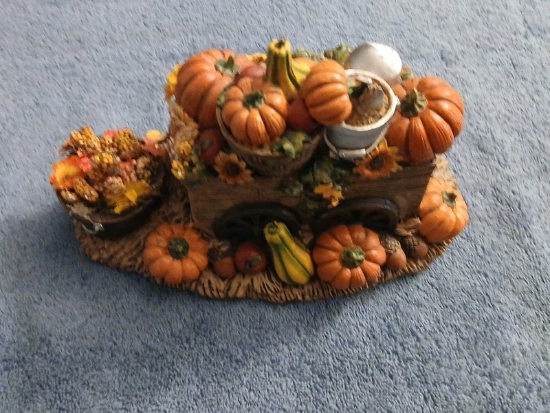YANKEE CANDLE LARGE 10" FALL HARVEST PUMPKIN CART CANDLE HOLDER