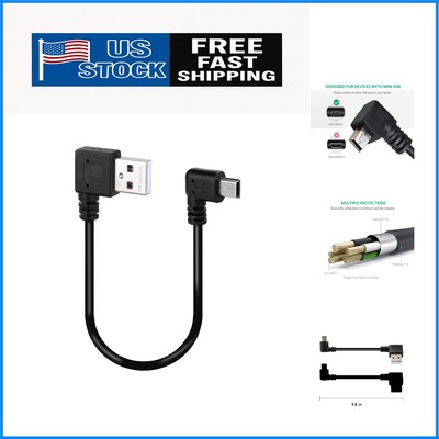 Durable Mini USB 2.0 Cable 10-Inch   Fast Charge & Sync, 90° Angled Design