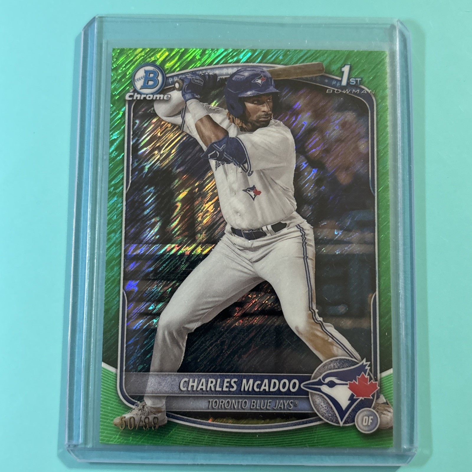 🔥2025 Bowman Chrome 1st Charles McAdoo Green Shimmer /99 #BCP-150 Toronto🔥
